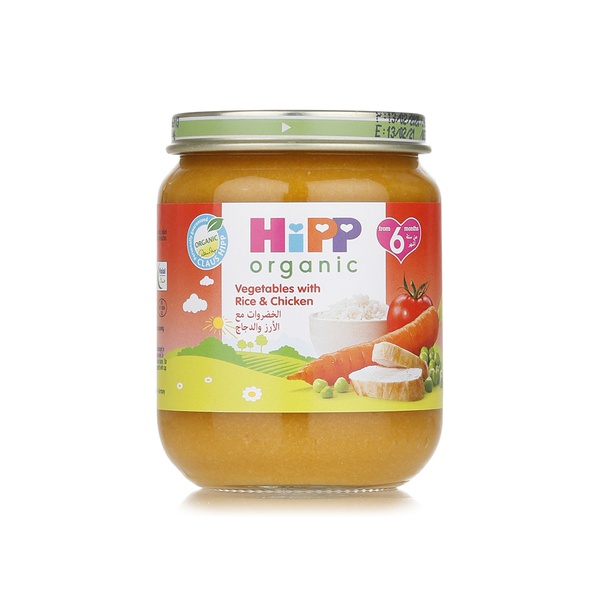 Buy HiPP organic veggies with rice and chicken 6+ months 125g in UAE