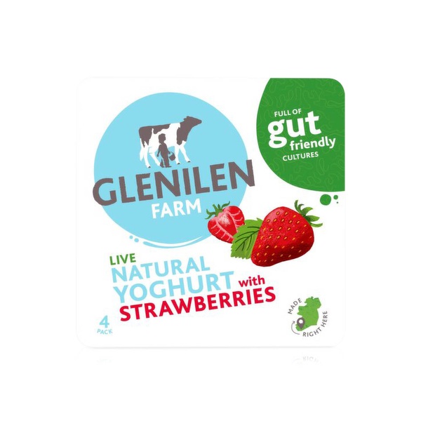 Glenilen Farm Strawberry Natural Live Yoghurt 4 x 125g