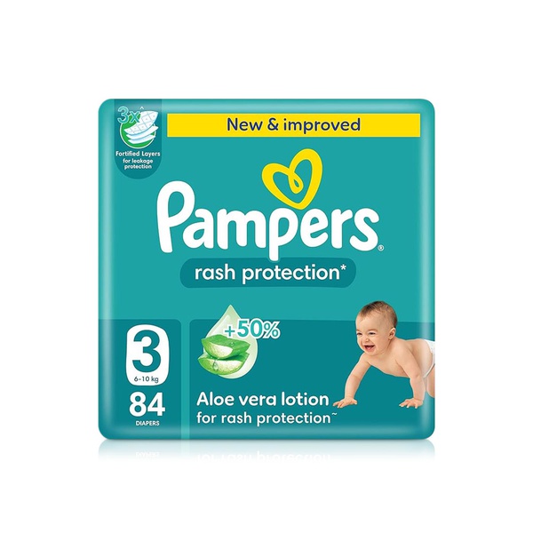 Buy Pampers rash protection diapers size 3 x84 in UAE