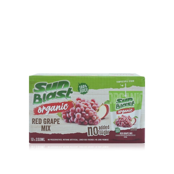 اشتري Sun Blast organic red grape mix no added sugar 200ml 10 pack في الامارات