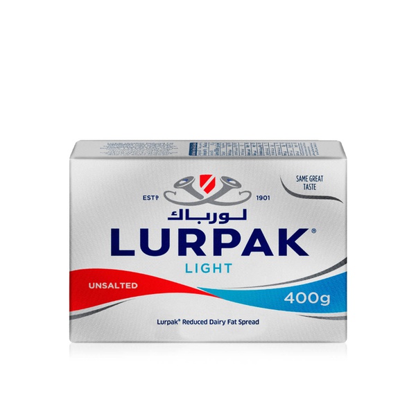 Buy Lurpak foil butter light unsalted 400g in UAE