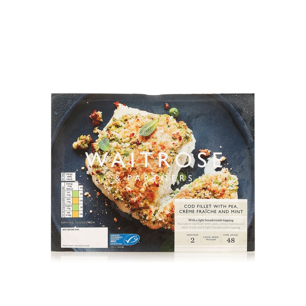 Waitrose cod fillet with pea, creme fraiche and mint 365g Spinneys UAE