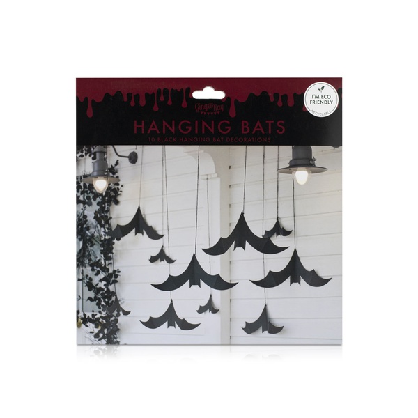 Ginger Ray 10 Black Hanging Bat Decorations