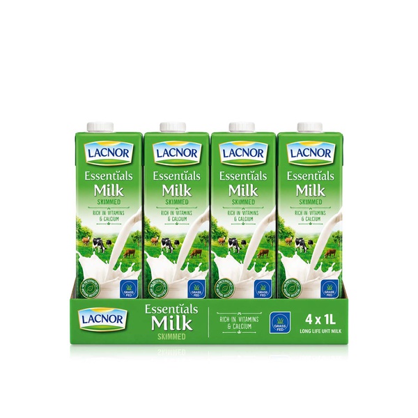 Lacnor Milk Skimmed 4 x 1 litre