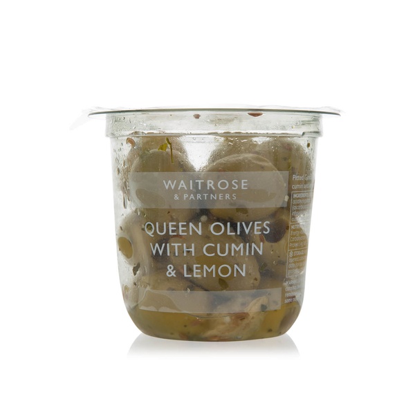 Waitrose Queen Green Olives with Cumin & Lemon 180g