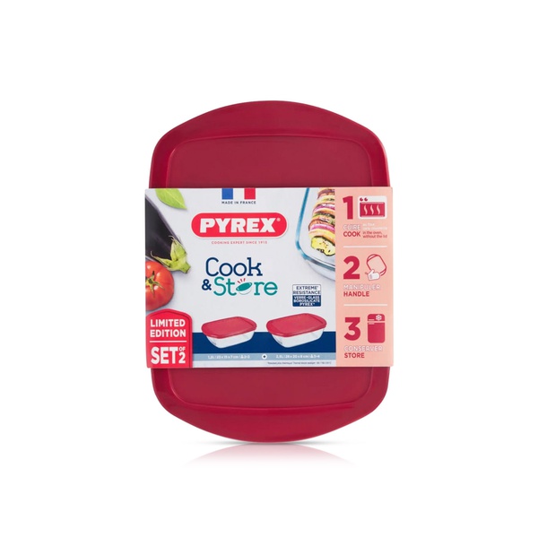 Pyrex Cook & Store Set of 2 Rectangular Dishes 1.2L & 2.5L