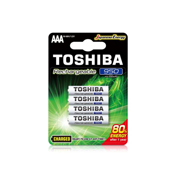 Toshiba Rechargeable Batteries AAA 950mAh x 4