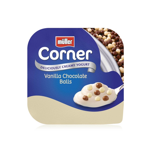 Buy Muller corner vanilla yoghurt with chocolate balls 124g in UAE