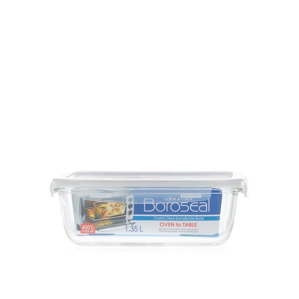 Lock & Lock Rectangular Glass Container and Lid 1.35 litre