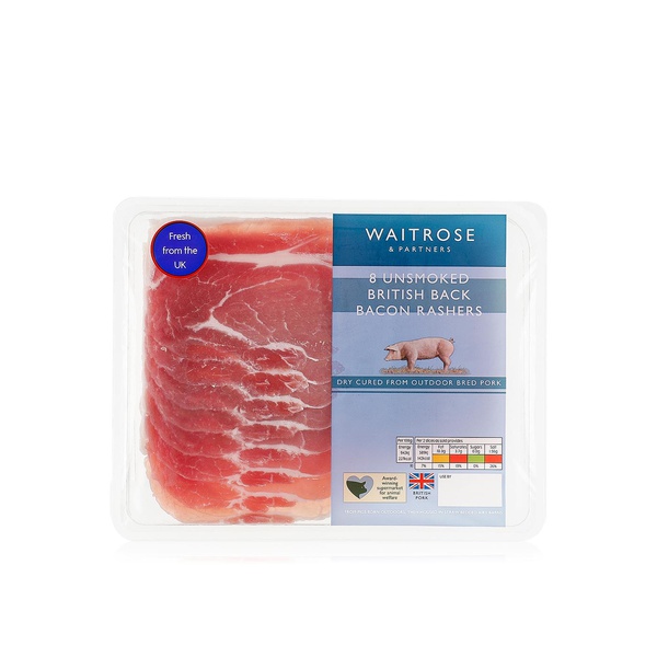 Waitrose Unsmoked Back Bacon Rashers x 8 250g
