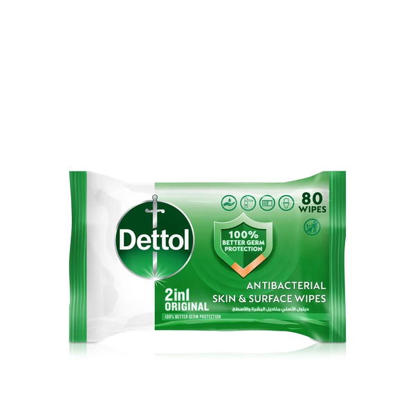 Dettol Two in One Original Antibacterial Skin and Surface Wipes x 80