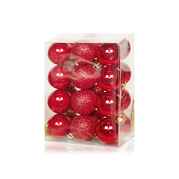 Premier Red Multi Finish Baubles 30mm x 24
