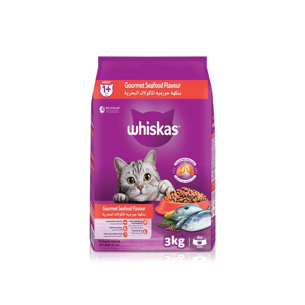 Whiskas Dry Cat Food for Adults 1 + Years with Gourmet Seafood