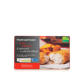 Waitrose Frozen Battered Haddock Fillets 300G