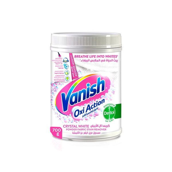 Buy Vanish oxi action crystal white fabric stain remover powder 700g in UAE