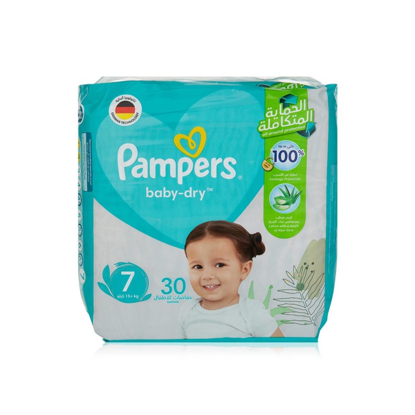 اشتري Pampers baby-dry nappies with aloe vera size 7 XL+ 15kg+ 30 pack في الامارات
