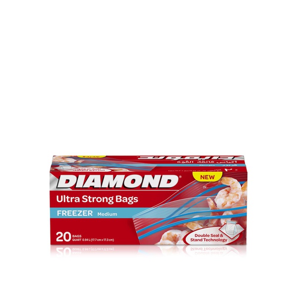 Diamond Freezer Medium Clear Zipper Medium Bags x 20