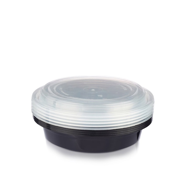 Hotpack Round Black Base Containers with Lid 32oz x 5