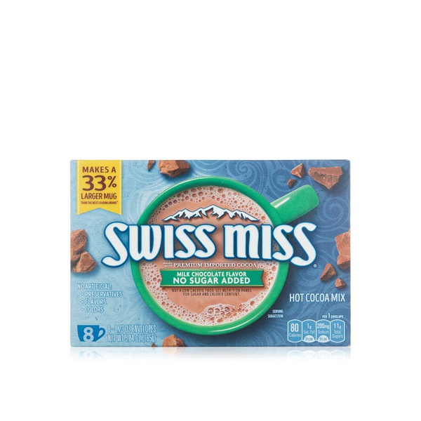 Buy Swiss Miss no added sugar milk chocolate hot cocoa drink mix 8 sachets 165g in UAE