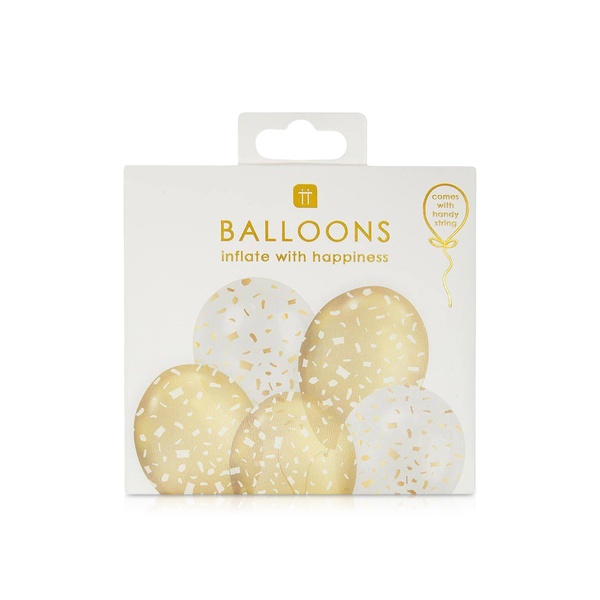 Talking Tables Balloons White Gold 12 Inch x5