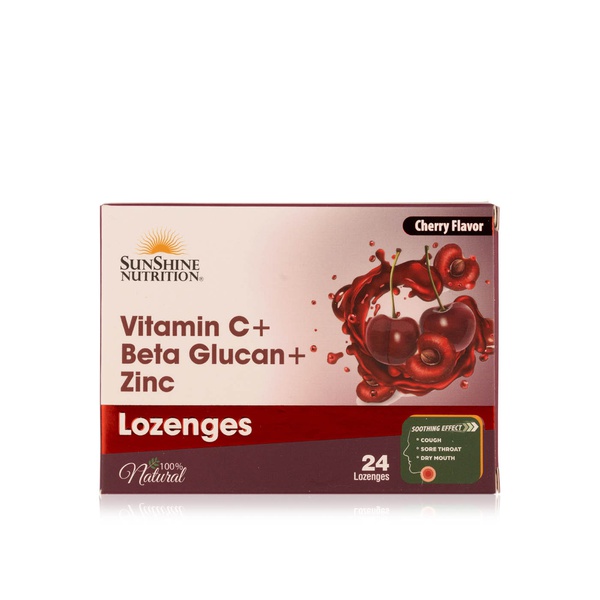 Sunshine Vitamin C +beta Glucan + Zinc Lozenges Cherry 24s