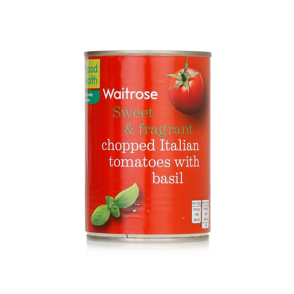 Buy Waitrose chopped Italian tomatoes with basil 400g in UAE