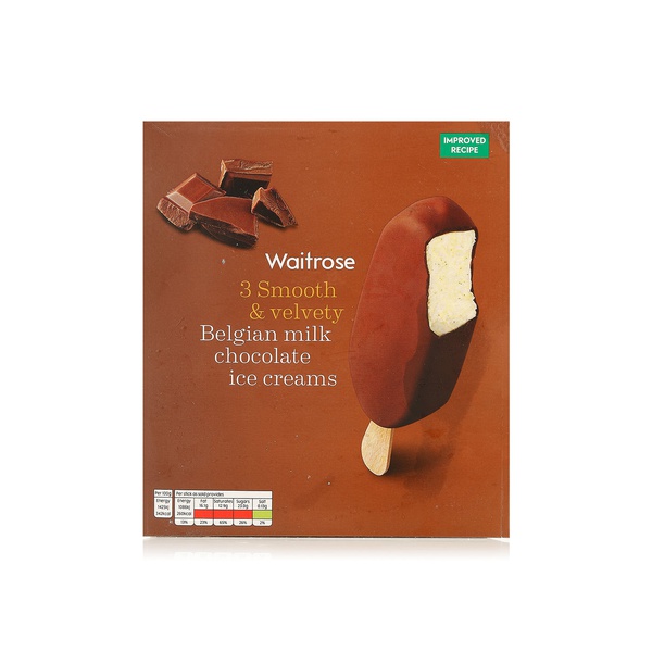 Buy Waitrose Belgian chocolate ice cream sticks x3 in UAE