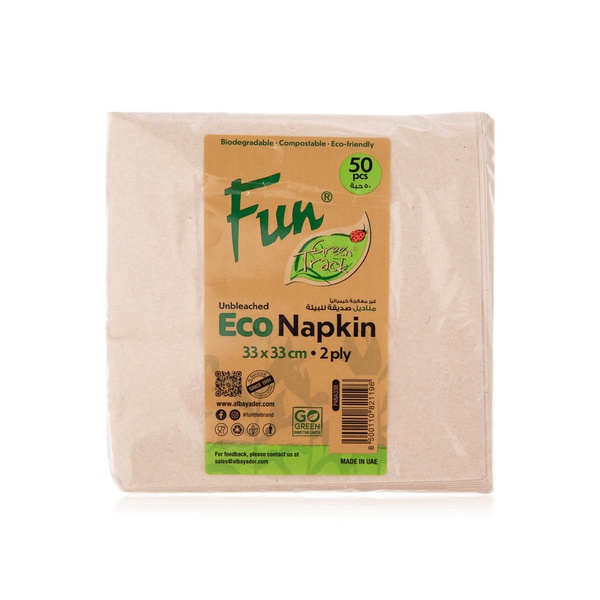 Fun Unbleached Eco Napkins 2ply 33x33cm