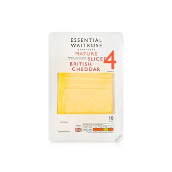 Waitrose Essential Mature Sliced British Cheddar Strength 4 250g