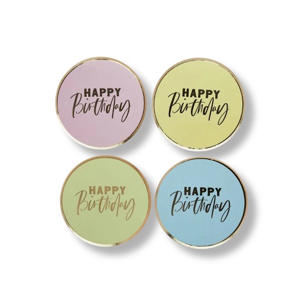 Hootyballoo Happy Birthday Pastel Plastic Plates 9 inch x 8