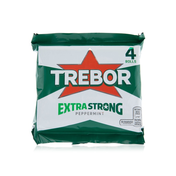 Buy Trebor extra strong peppermint 4 pack 165.2g in UAE