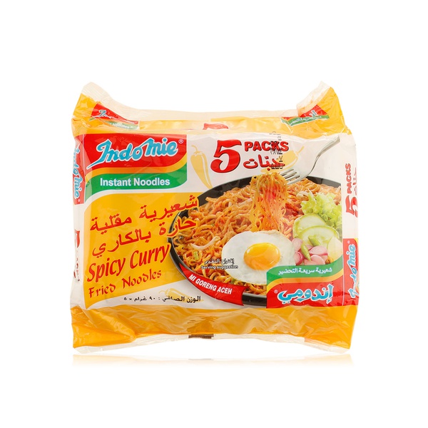 Buy Indomie spicy curry fried noodles 5 x 90g in UAE