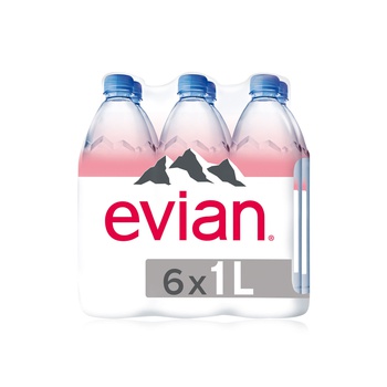 Evian Natural Mineral Water 1 litre x 6
