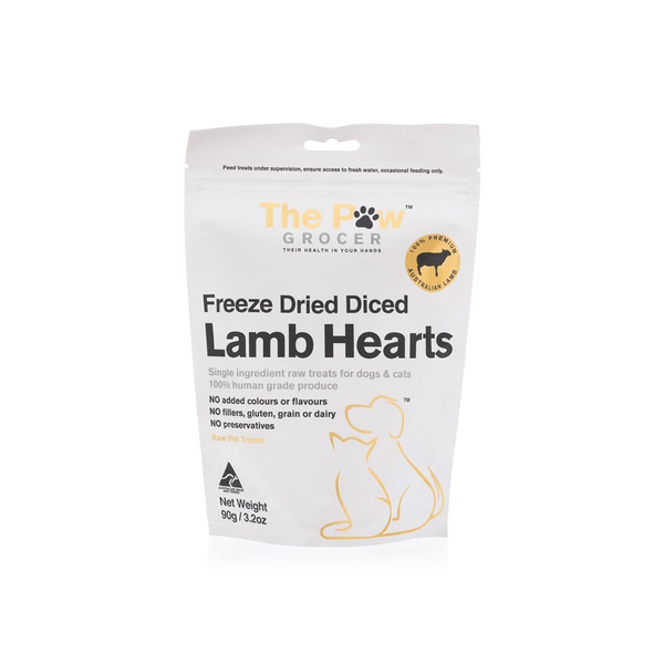 The Paw Grocer freeze dried lamb hearts dog and cat treats 90g