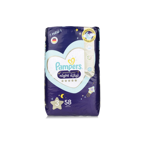 اشتري Pampers Premium Care night diapers size 3 58s في الامارات