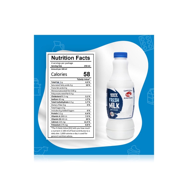 Al Ain Farms Full Cream Milk 1 litre