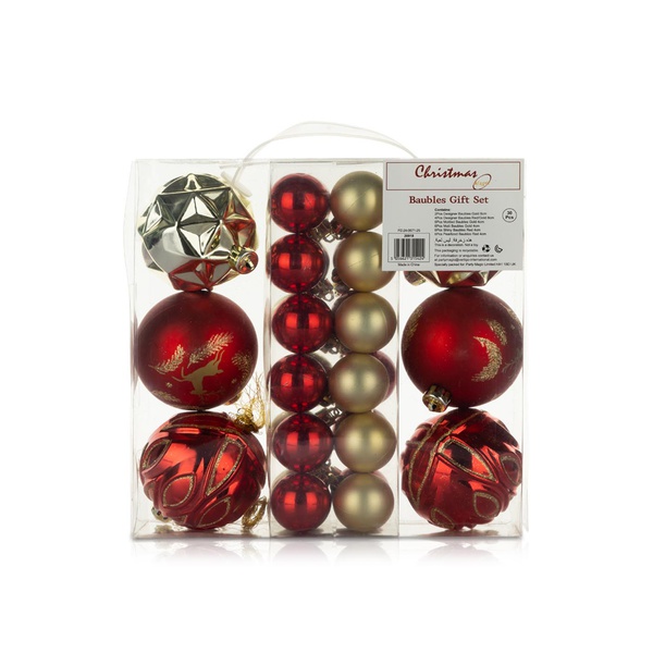 Christmas Magic Designer Baubles Gift Gold & Red 30pcs