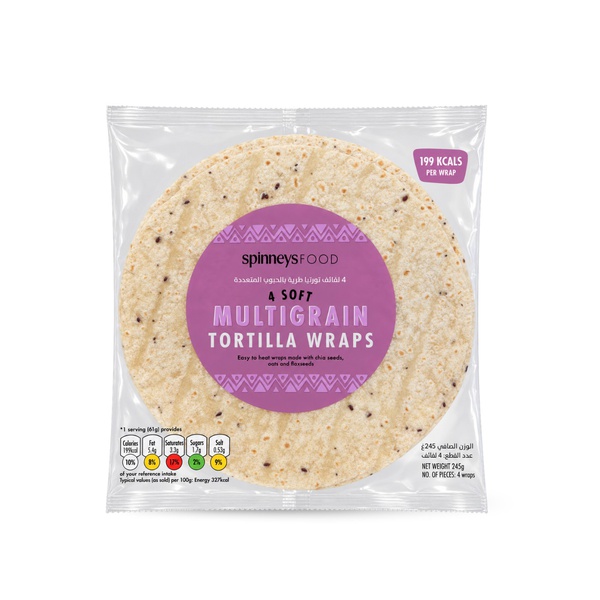 Spinneysfood Soft Multigrain Tortilla Wraps x 4 245g