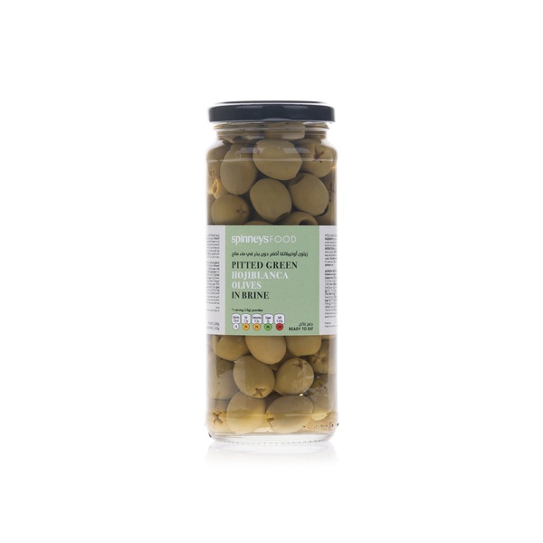 Spinneysfood Pitted Green Hojiblanca Olives in Brine 340g