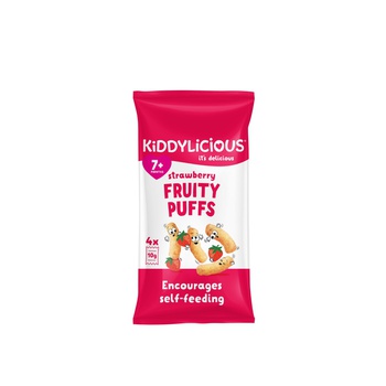 Kiddylicious Strawberry Fruity Puffs 7+ Months 10g x 4