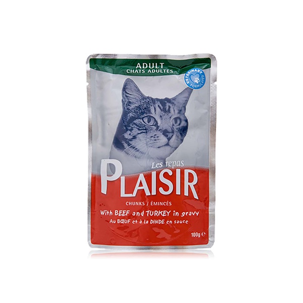 Plaisir Chunks with Beef & Turkey in Gravy for Adult Cats 100g