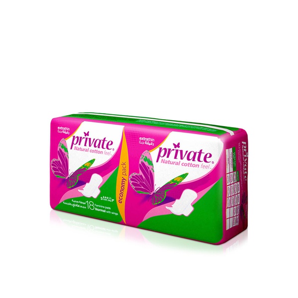 Private Feminine Pads Cotton Feel Normal with Wings x 18