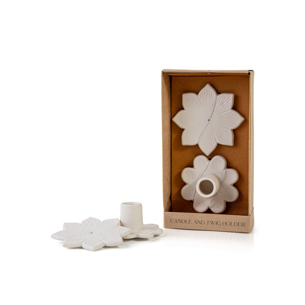 Curate Home Floral Candle & Twig Holder Set