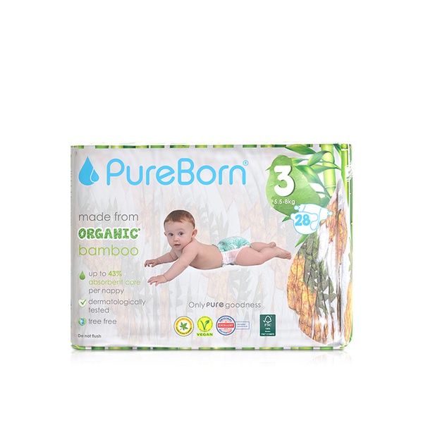Pureborn Size 3 Nappies 5.5-8kg x 28