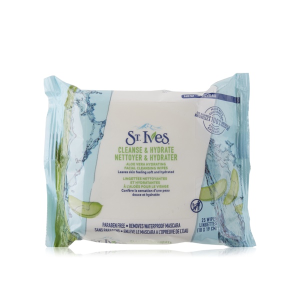 اشتري St. Ives aloe vera cleanse & hydrate wipes x25 في الامارات