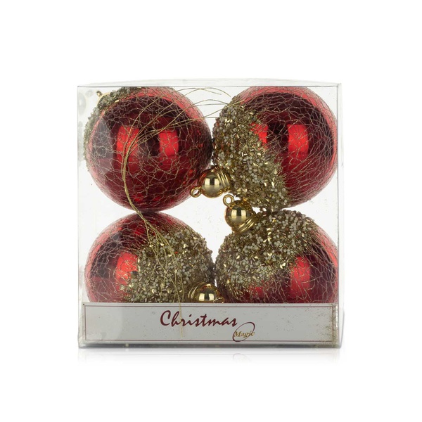 Christmas Magic Designer Red Baubles 8cm x 4