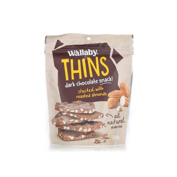 Wallaby Thins Dark Chocolate Snack with Roast Almonds 130g