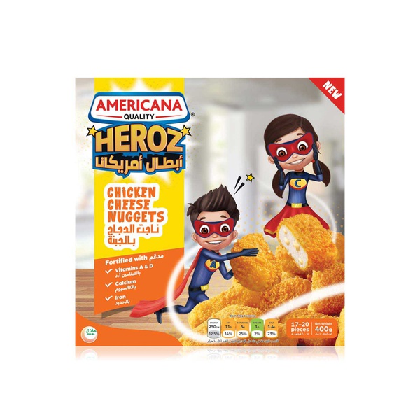 Buy Americana Heroz frozen chicken cheese nuggets 400g in UAE