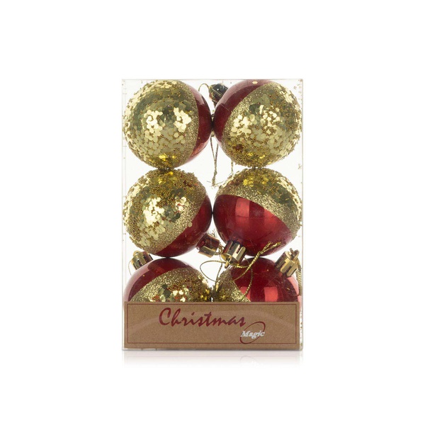 Christmas Magic Designer Baubles Red & Gold 5cm x 6