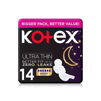 Kotex Allnighter Max Pads with Wings x 14